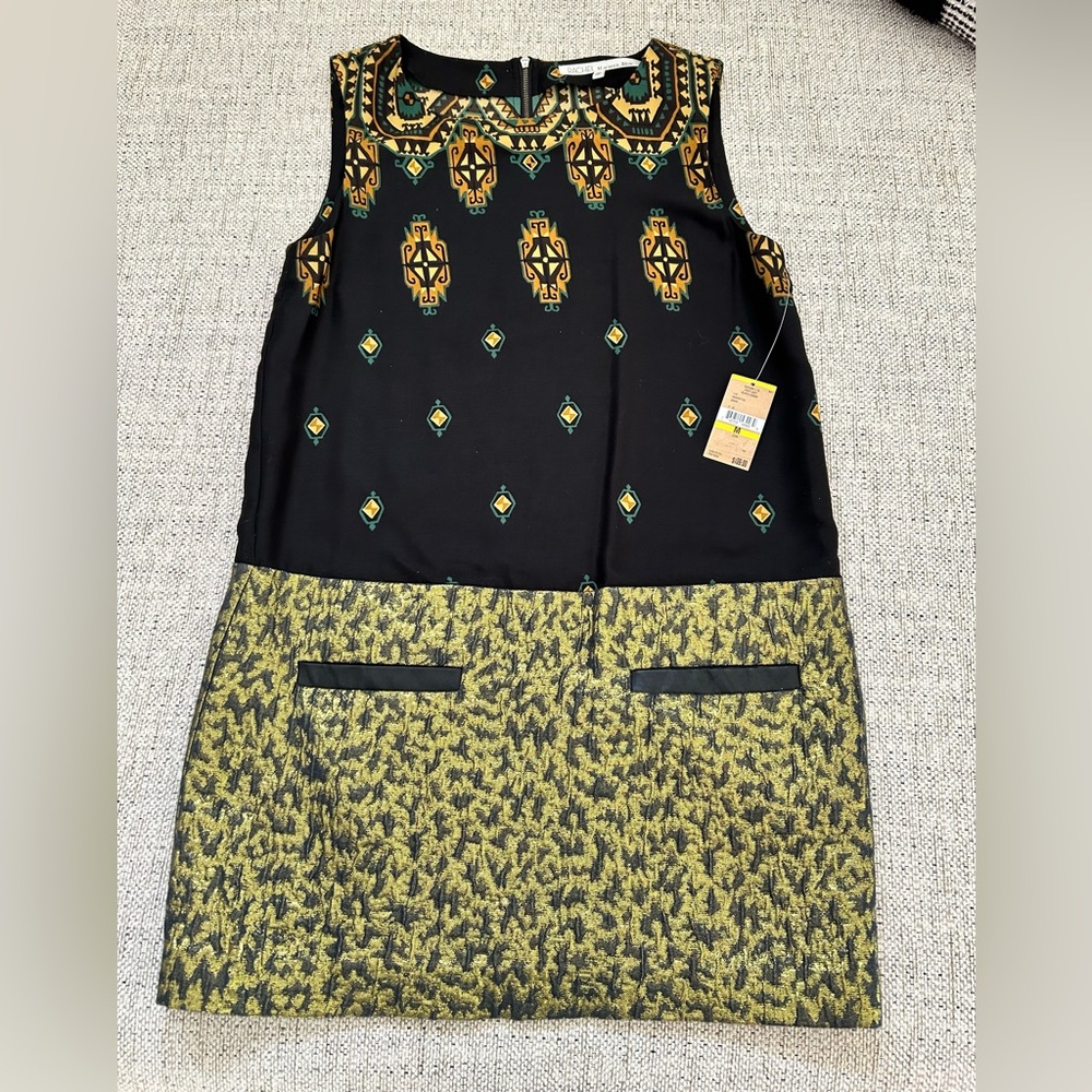 RACHEL RACHEL ROY
Black Print/Gold Metallic Mini Dress 
Size Medium